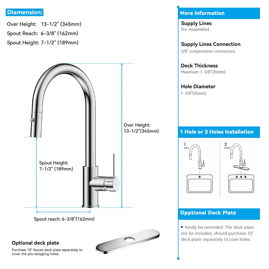 High-Arc Solid Brass Pull-Down Kitchen Faucet – Dual-Function Spray – KFB1059