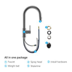 High-Arc Solid Brass Pull-Down Kitchen Faucet – Dual-Function Spray – KFB1059