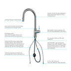 High-Arc Solid Brass Pull-Down Kitchen Faucet – Dual-Function Spray – KFB1059