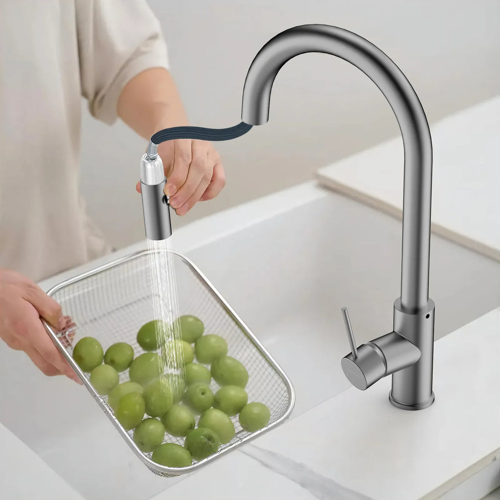 High-Arc Solid Brass Pull-Down Kitchen Faucet – Dual-Function Spray – KFB1059