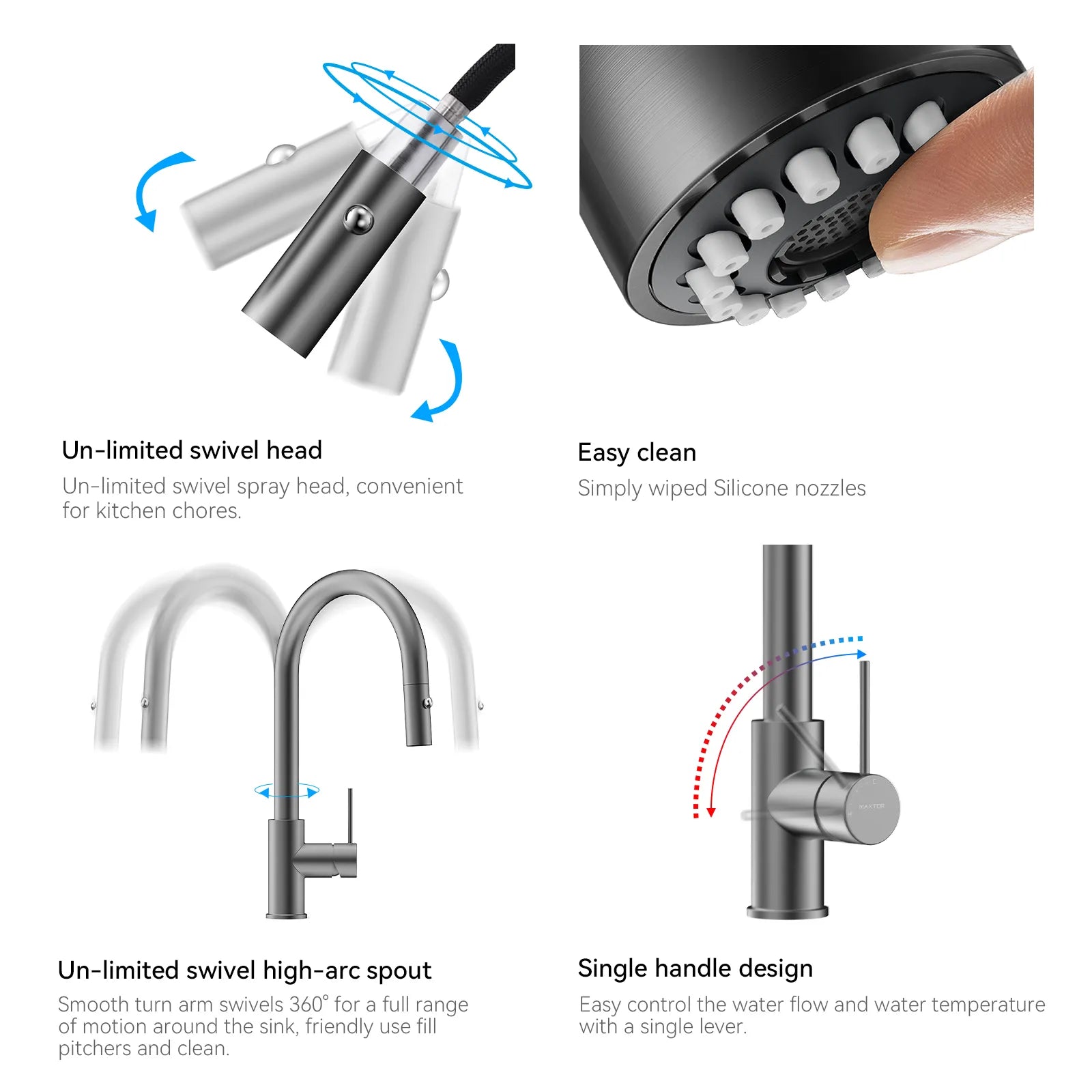 High-Arc Solid Brass Pull-Down Kitchen Faucet – Dual-Function Spray – KFB1059