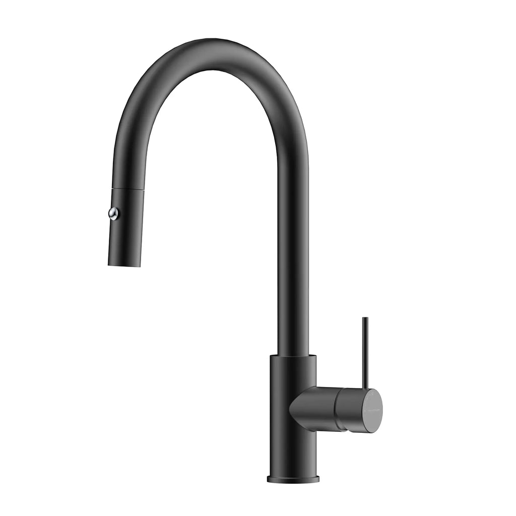 High-Arc Solid Brass Pull-Down Kitchen Faucet – Dual-Function Spray – KFB1059 Matte Black