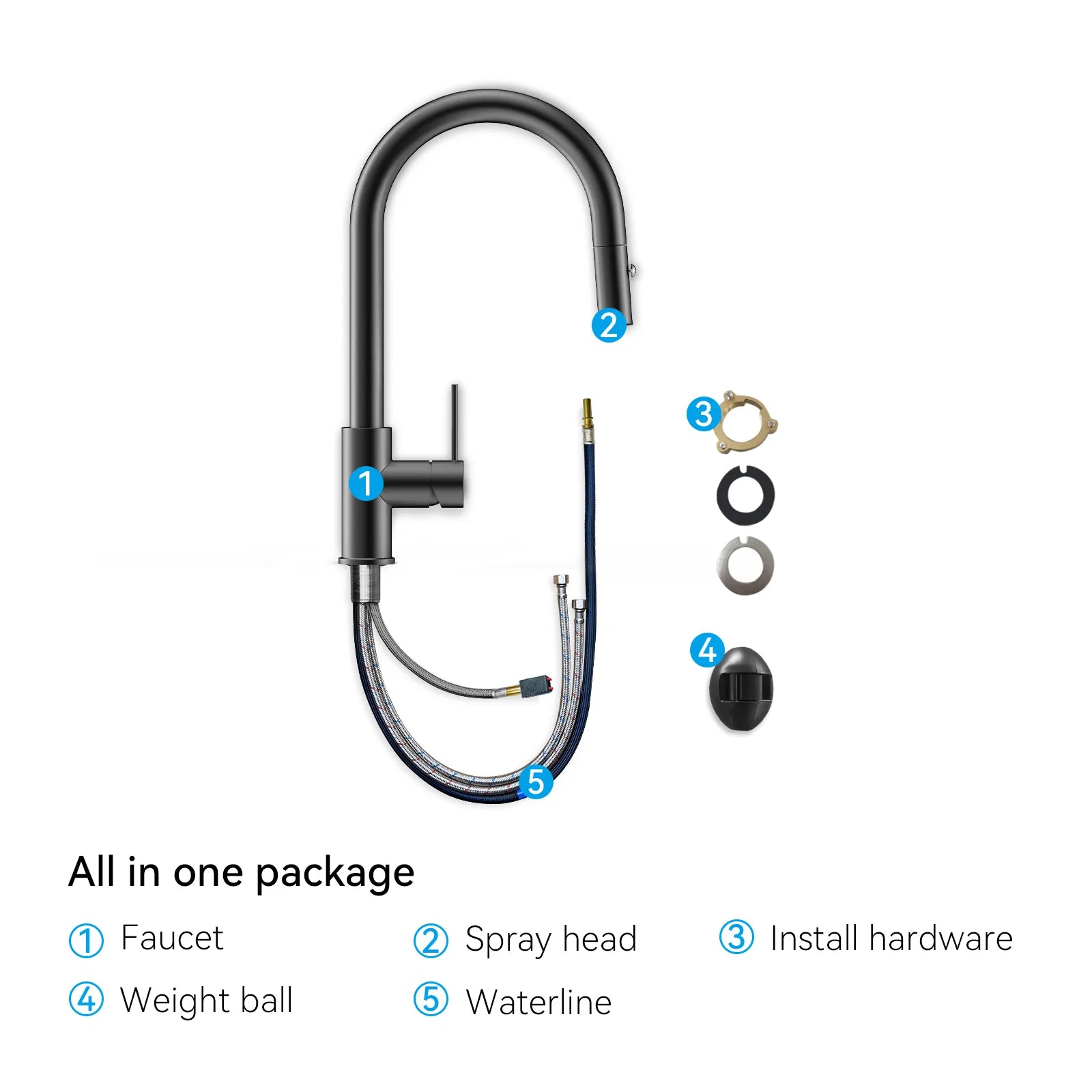 High-Arc Solid Brass Pull-Down Kitchen Faucet – Dual-Function Spray – KFB1059