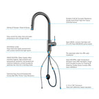 High-Arc Solid Brass Pull-Down Kitchen Faucet – Dual-Function Spray – KFB1059