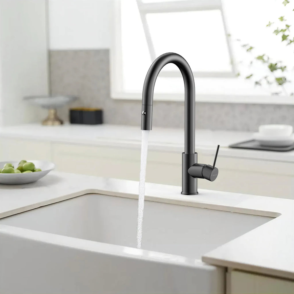 High-Arc Solid Brass Pull-Down Kitchen Faucet – Dual-Function Spray – KFB1059