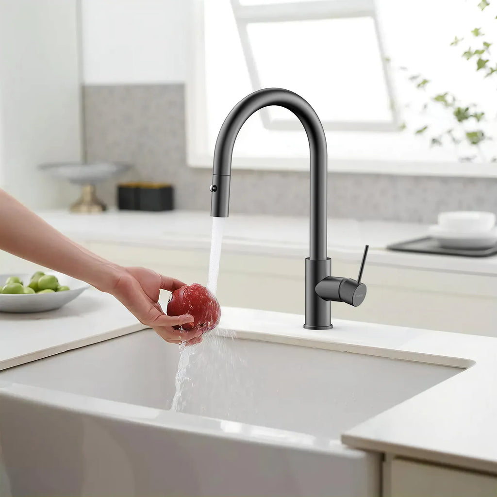 High-Arc Solid Brass Pull-Down Kitchen Faucet – Dual-Function Spray – KFB1059
