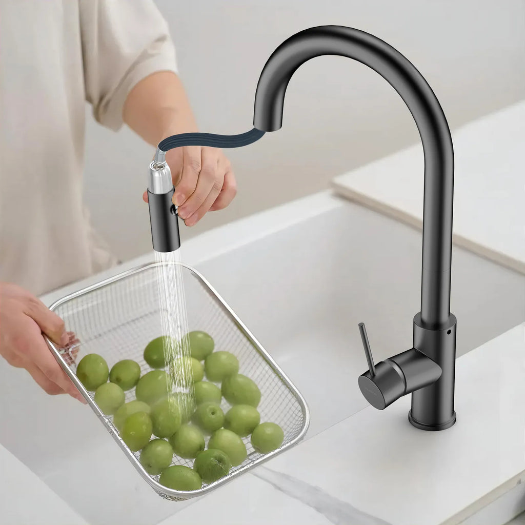 High-Arc Solid Brass Pull-Down Kitchen Faucet – Dual-Function Spray – KFB1059
