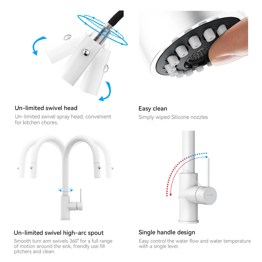 High-Arc Solid Brass Pull-Down Kitchen Faucet – Dual-Function Spray – KFB1059