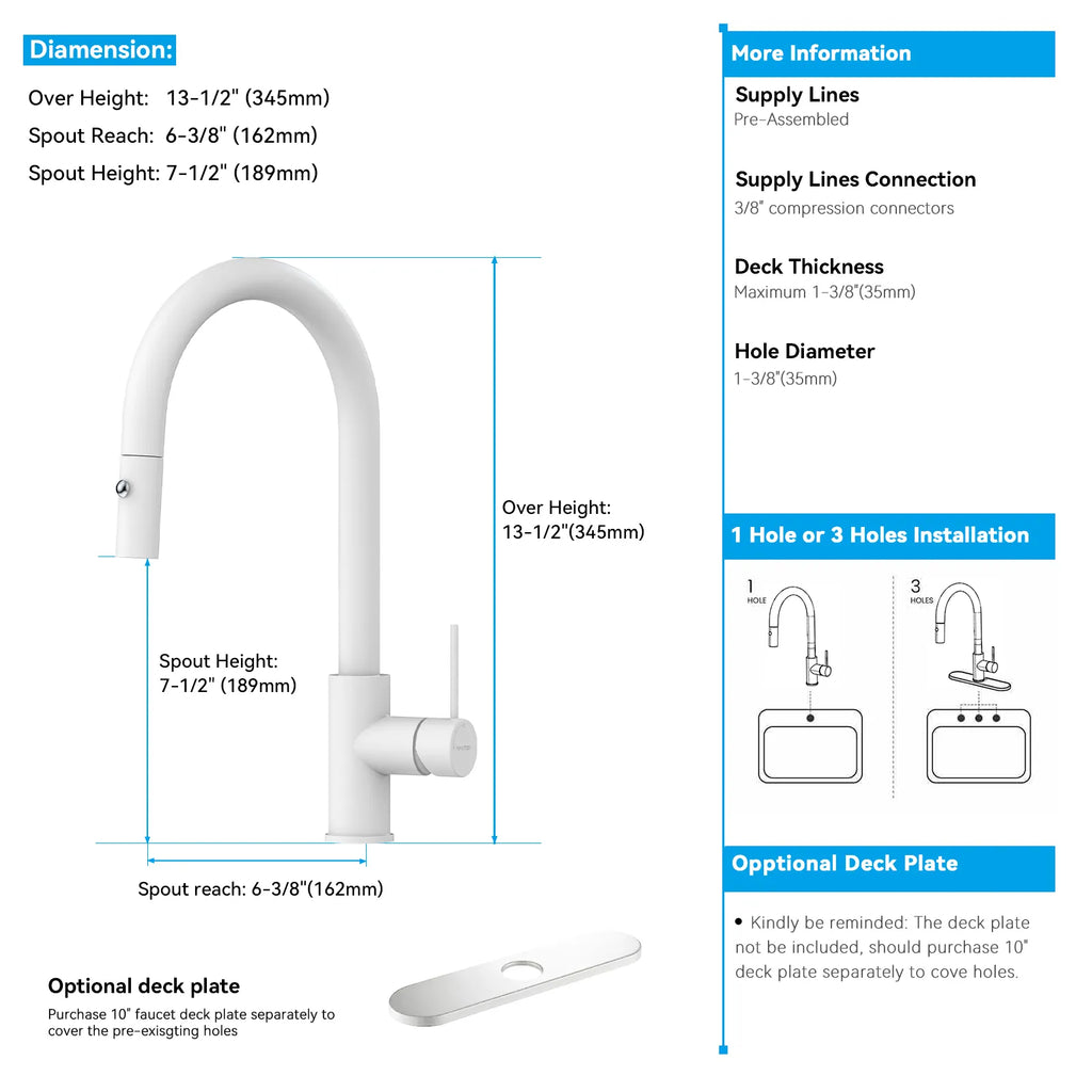 High-Arc Solid Brass Pull-Down Kitchen Faucet – Dual-Function Spray – KFB1059