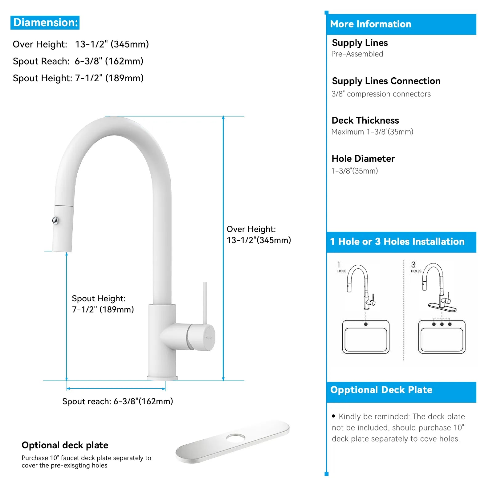 High-Arc Solid Brass Pull-Down Kitchen Faucet – Dual-Function Spray – KFB1059
