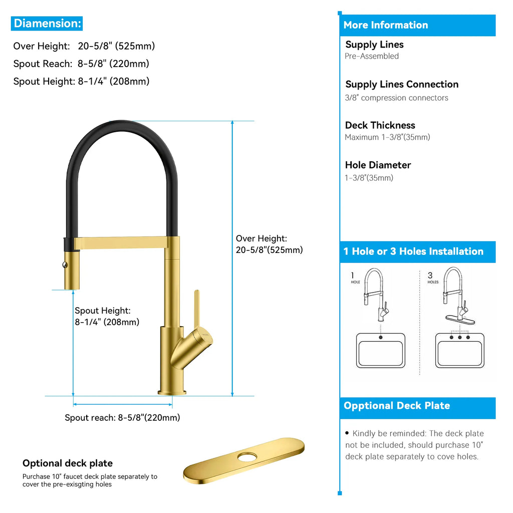 High-Arc Pull-Down Kitchen Faucet – 360° Swivel Spot-Free Finish – KFB1072