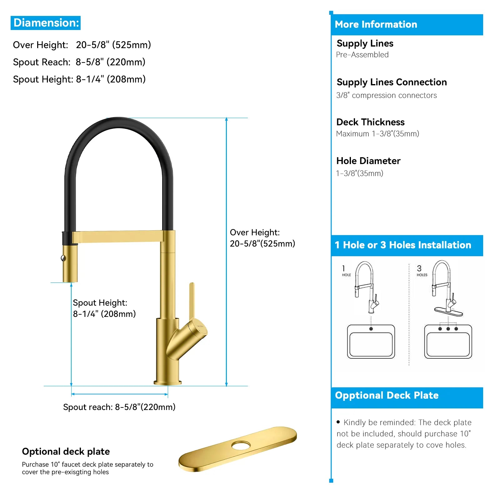 High-Arc Pull-Down Kitchen Faucet – 360° Swivel Spot-Free Finish – KFB1072