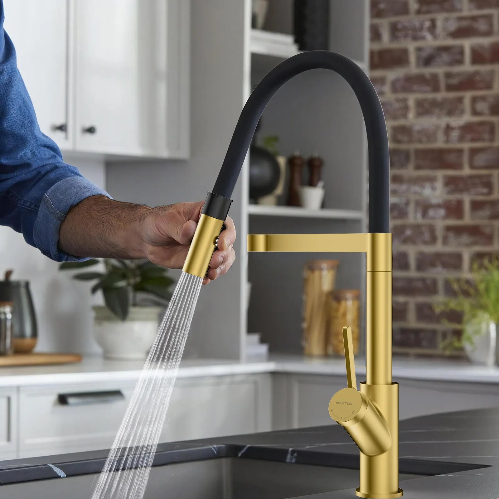 High-Arc Pull-Down Kitchen Faucet – 360° Swivel Spot-Free Finish – KFB1072