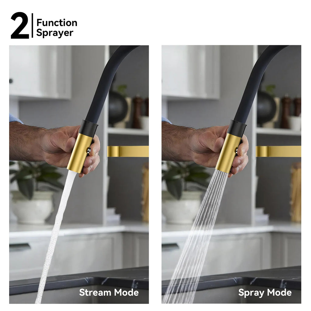 High-Arc Pull-Down Kitchen Faucet – 360° Swivel Spot-Free Finish – KFB1072