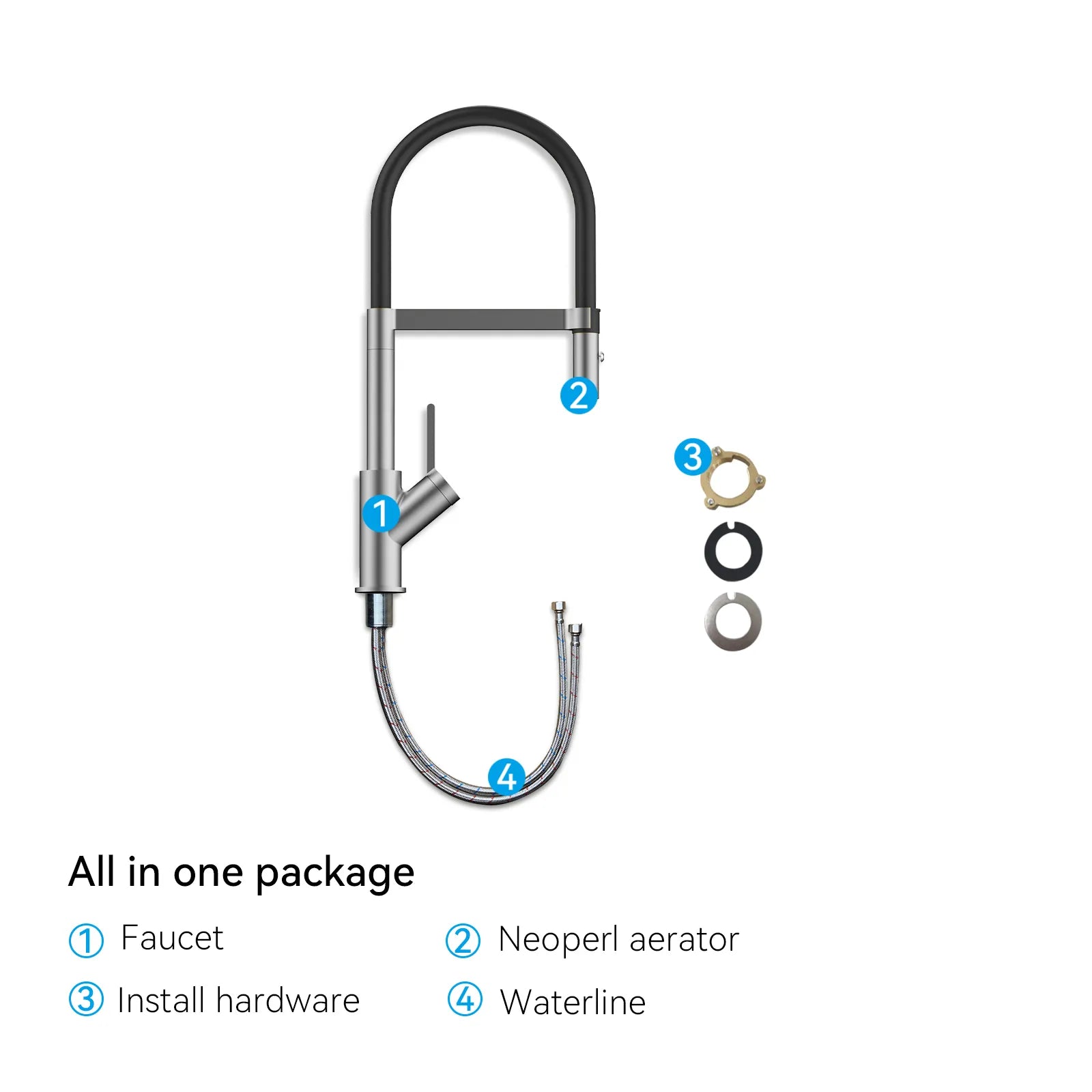 High-Arc Pull-Down Kitchen Faucet – 360° Swivel Spot-Free Finish – KFB1072