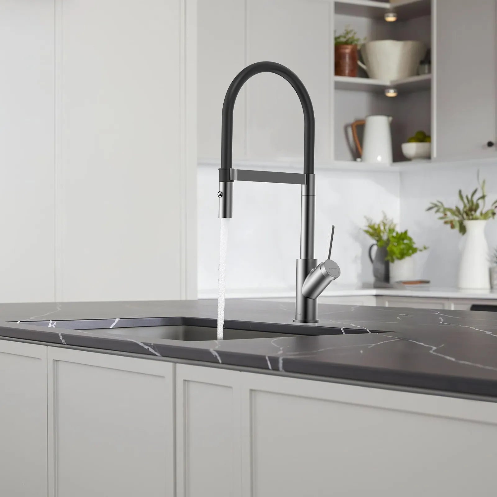 High-Arc Pull-Down Kitchen Faucet – 360° Swivel Spot-Free Finish – KFB1072