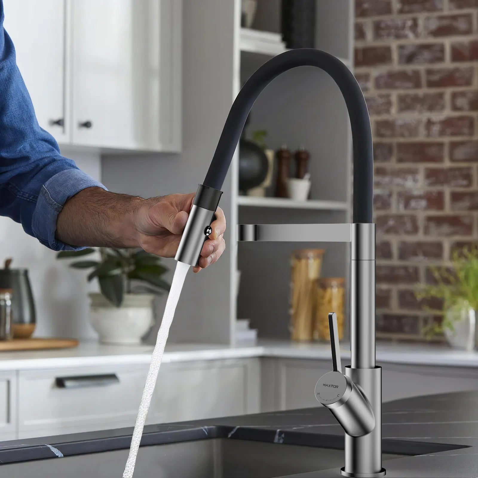 High-Arc Pull-Down Kitchen Faucet – 360° Swivel Spot-Free Finish – KFB1072