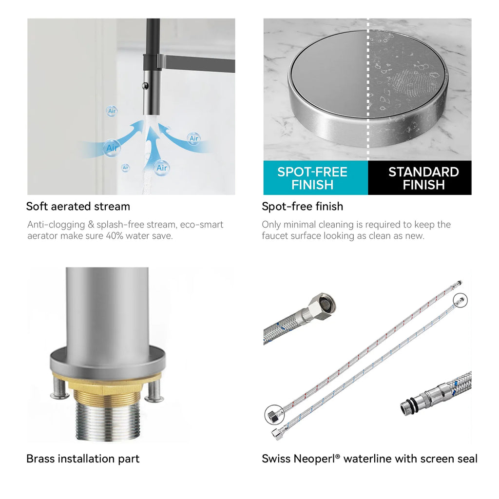 High-Arc Pull-Down Kitchen Faucet – 360° Swivel Spot-Free Finish – KFB1072