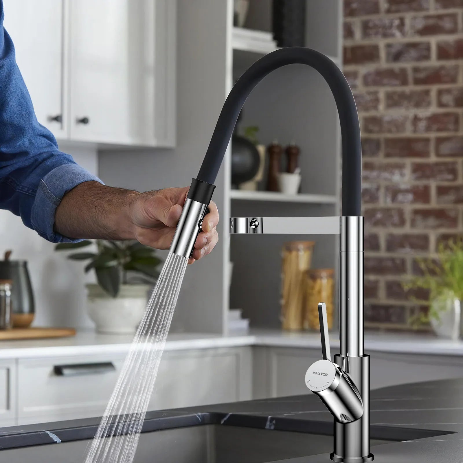 High-Arc Pull-Down Kitchen Faucet – 360° Swivel Spot-Free Finish – KFB1072