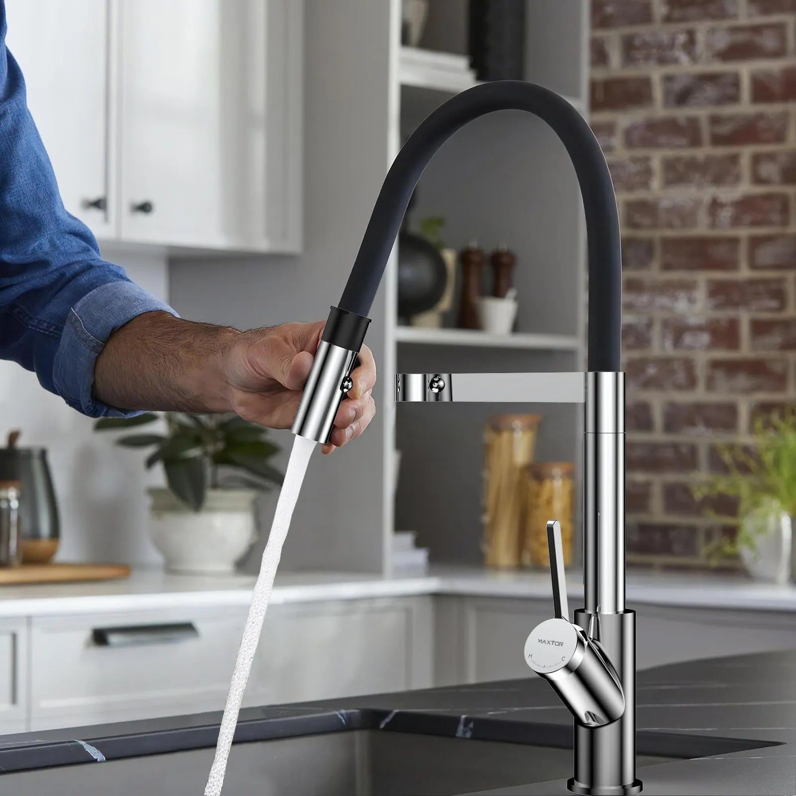 High-Arc Pull-Down Kitchen Faucet – 360° Swivel Spot-Free Finish – KFB1072