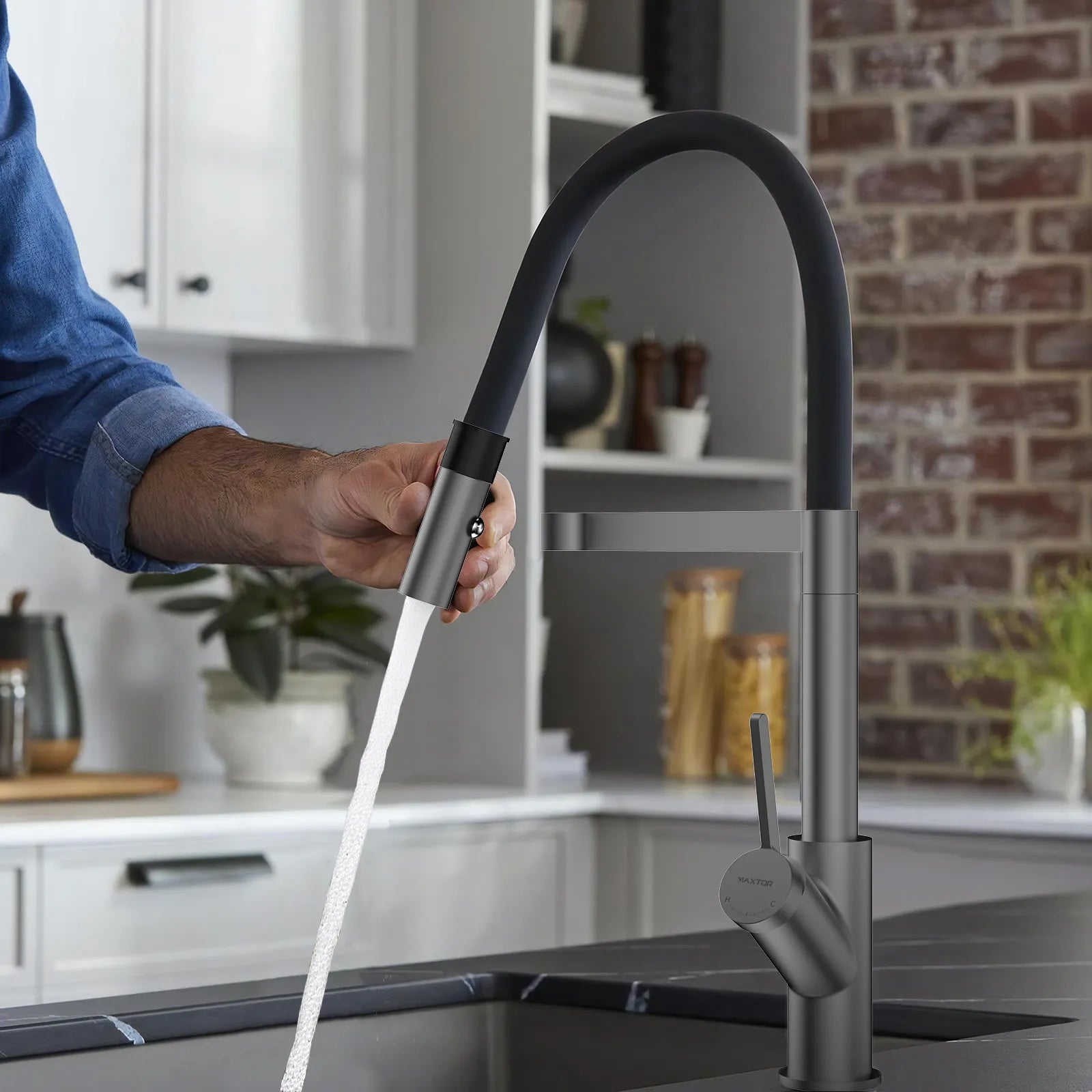 High-Arc Pull-Down Kitchen Faucet – 360° Swivel Spot-Free Finish – KFB1072