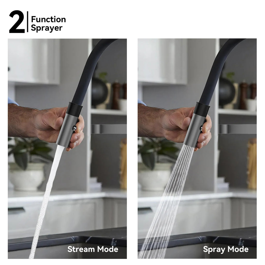 High-Arc Pull-Down Kitchen Faucet – 360° Swivel Spot-Free Finish – KFB1072