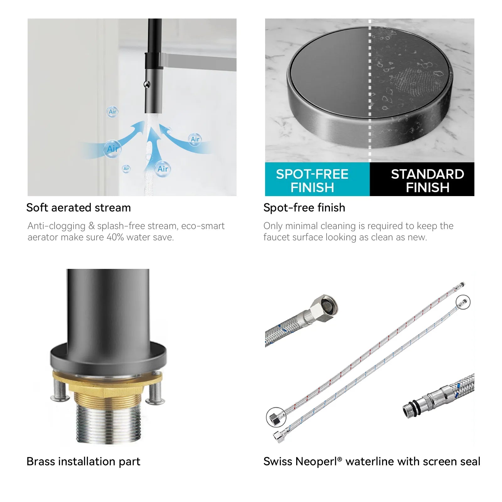 High-Arc Pull-Down Kitchen Faucet – 360° Swivel Spot-Free Finish – KFB1072