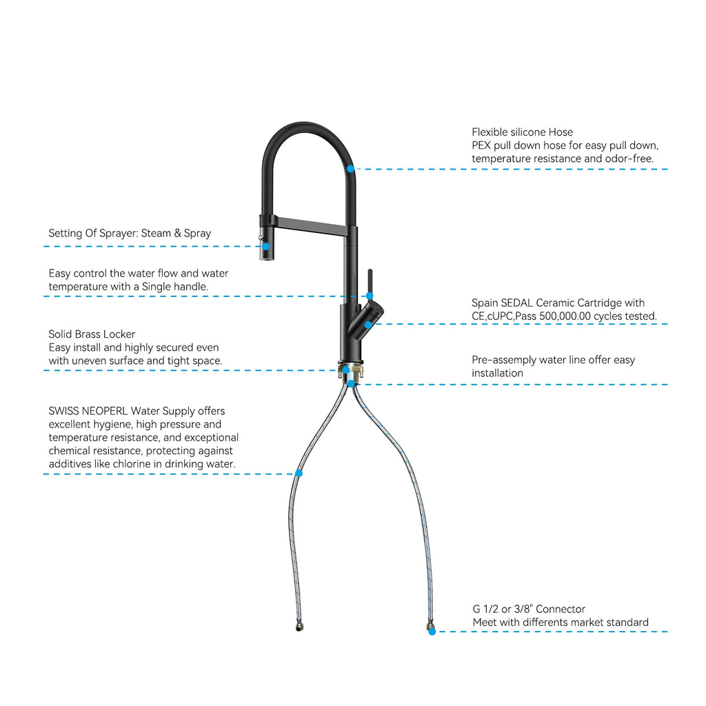High-Arc Pull-Down Kitchen Faucet – 360° Swivel Spot-Free Finish – KFB1072