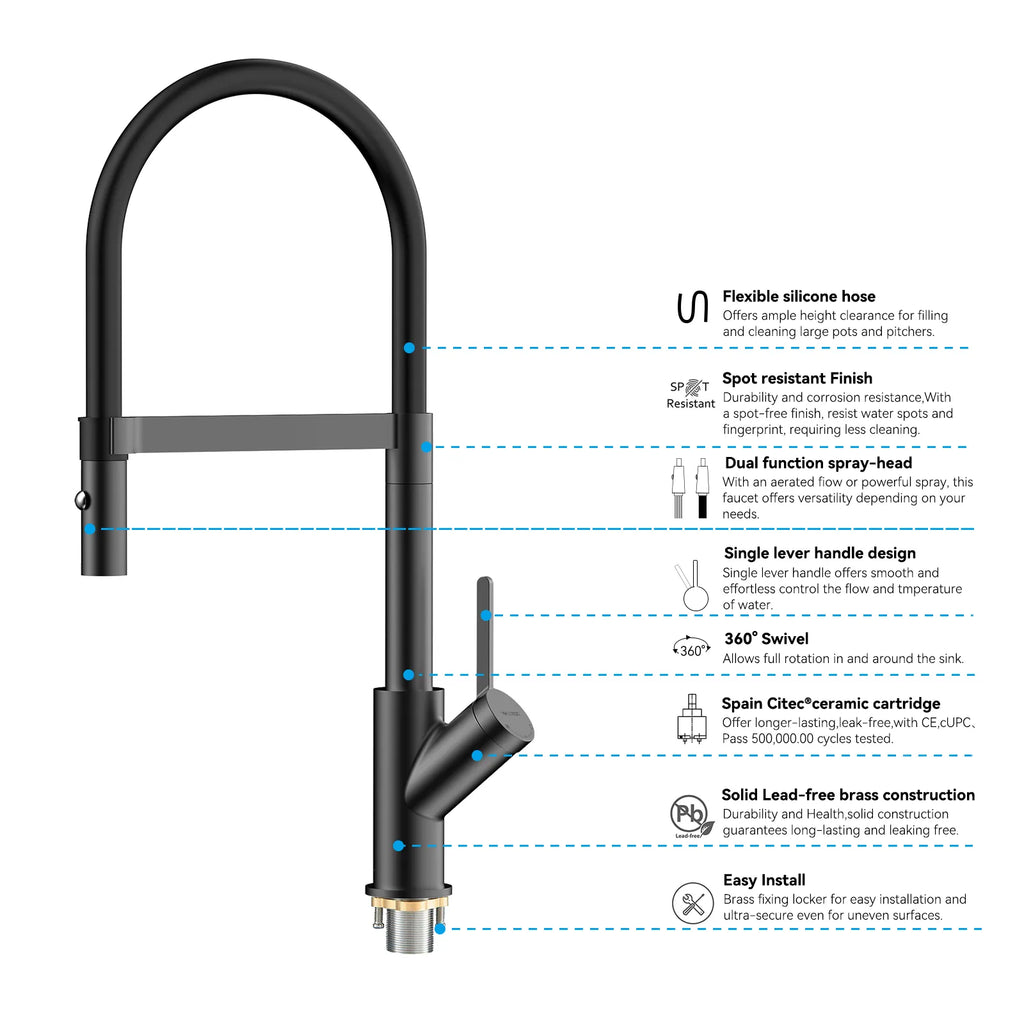 High-Arc Pull-Down Kitchen Faucet – 360° Swivel Spot-Free Finish – KFB1072