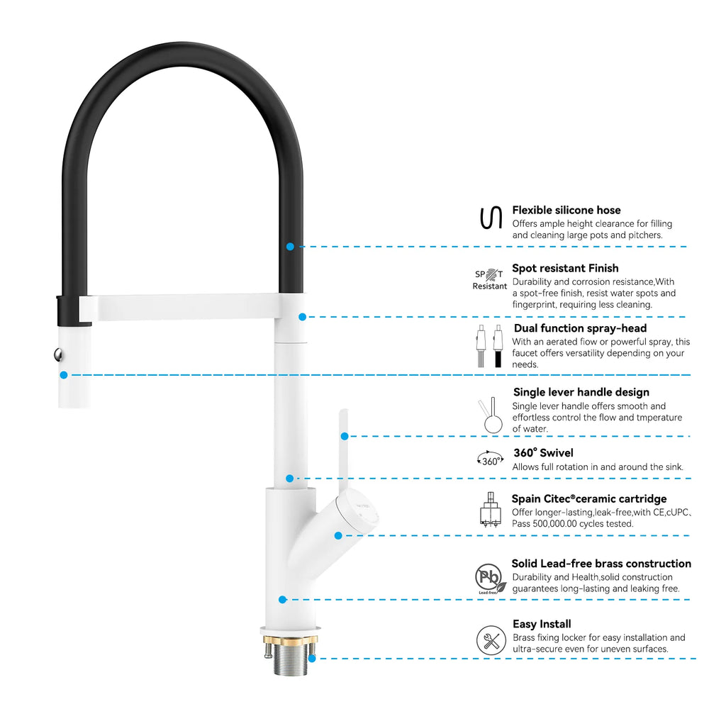 High-Arc Pull-Down Kitchen Faucet – 360° Swivel Spot-Free Finish – KFB1072