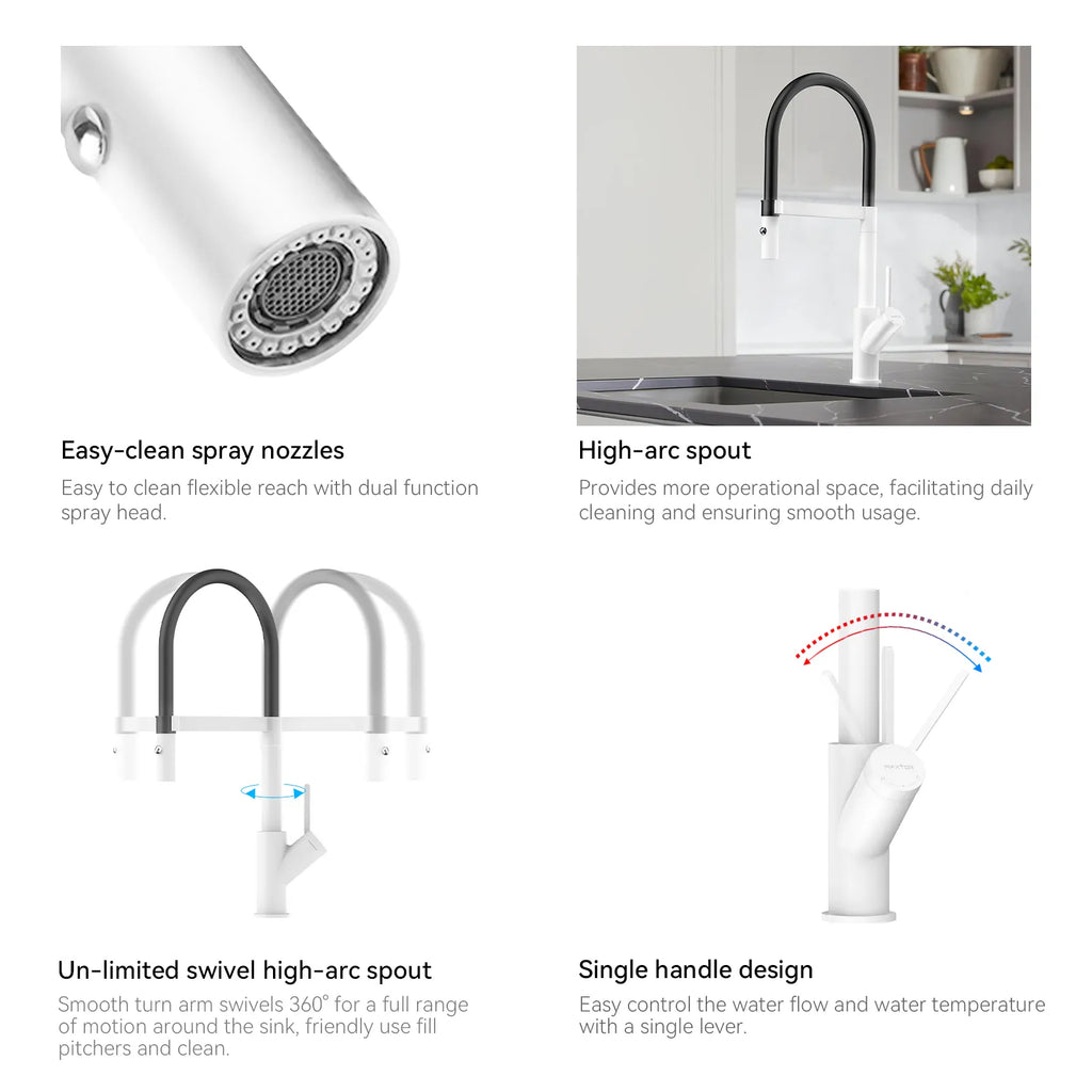 High-Arc Pull-Down Kitchen Faucet – 360° Swivel Spot-Free Finish – KFB1072