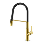 Flexible High-Arc Pull-Down Kitchen Faucet – 360° Swivel Spot-Free Finish – KF1075 Brushed Gold