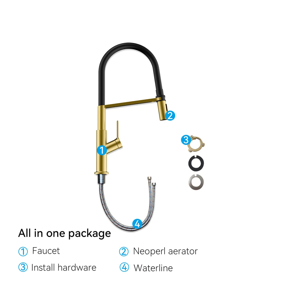 Flexible High-Arc Pull-Down Kitchen Faucet – 360° Swivel Spot-Free Finish – KF1075