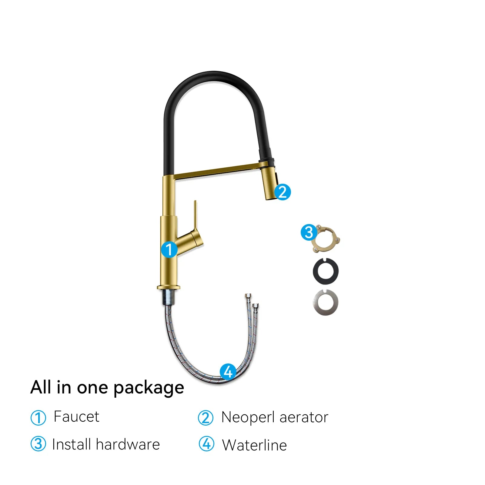 Flexible High-Arc Pull-Down Kitchen Faucet – 360° Swivel Spot-Free Finish – KF1075