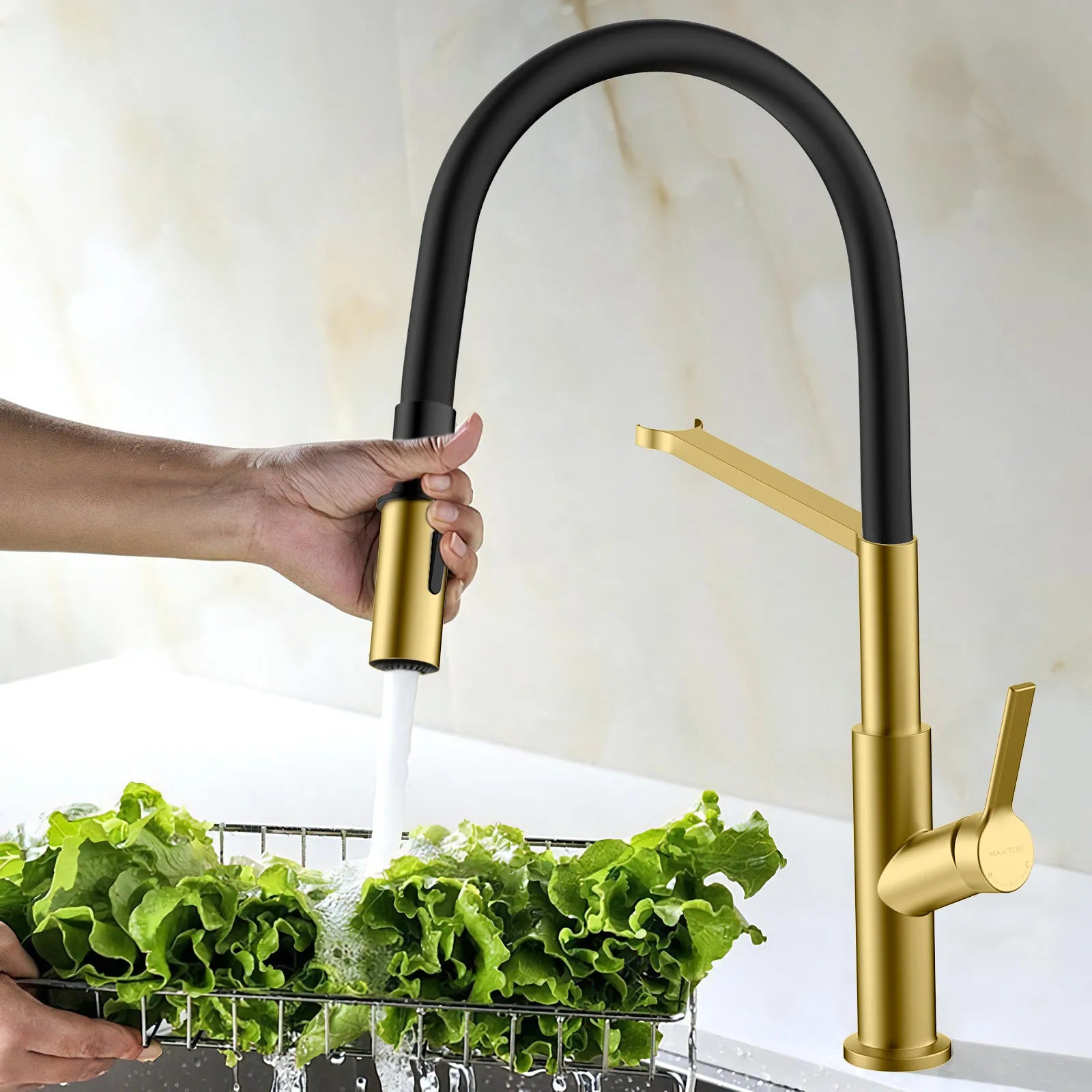 Flexible High-Arc Pull-Down Kitchen Faucet – 360° Swivel Spot-Free Finish – KF1075