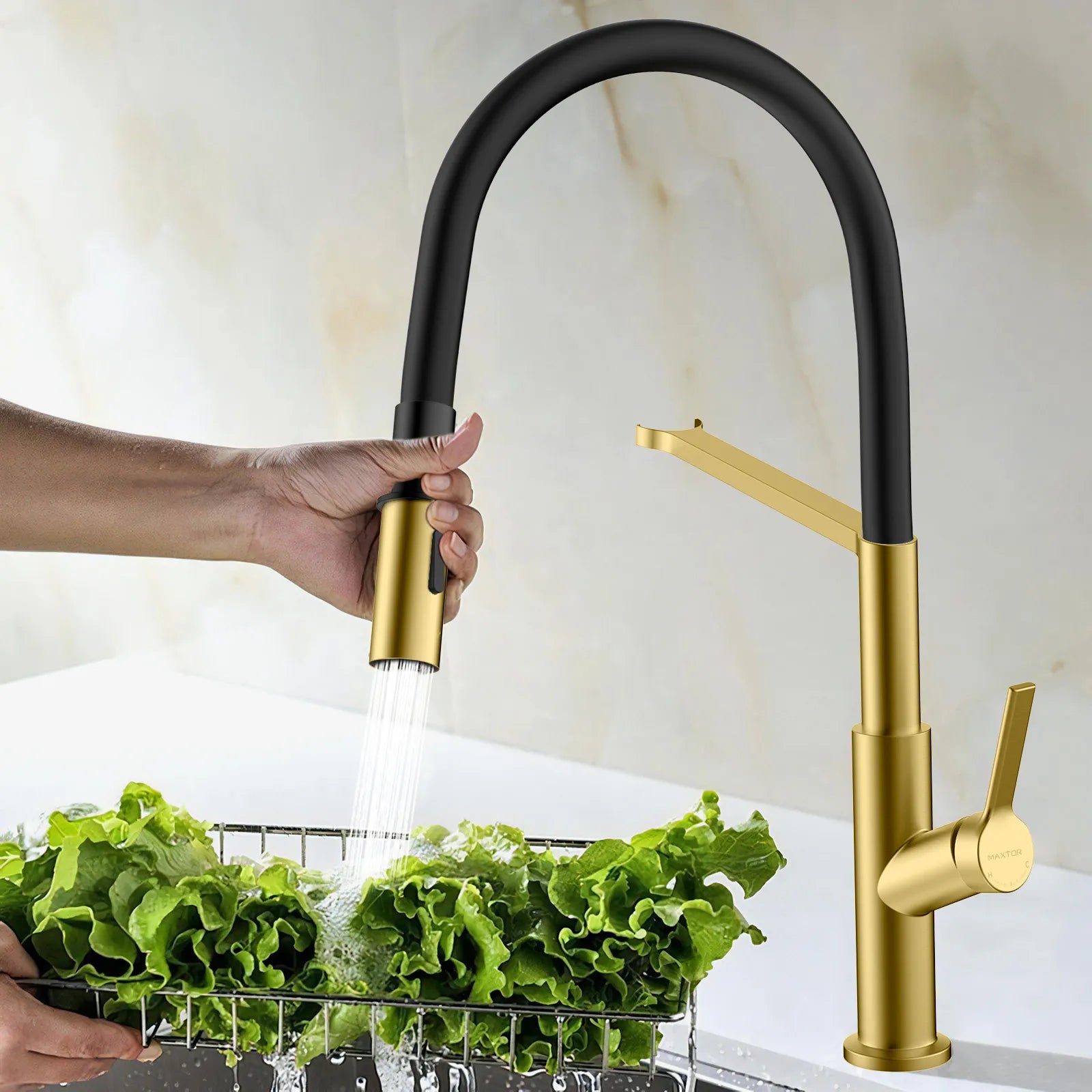 Flexible High-Arc Pull-Down Kitchen Faucet – 360° Swivel Spot-Free Finish – KF1075