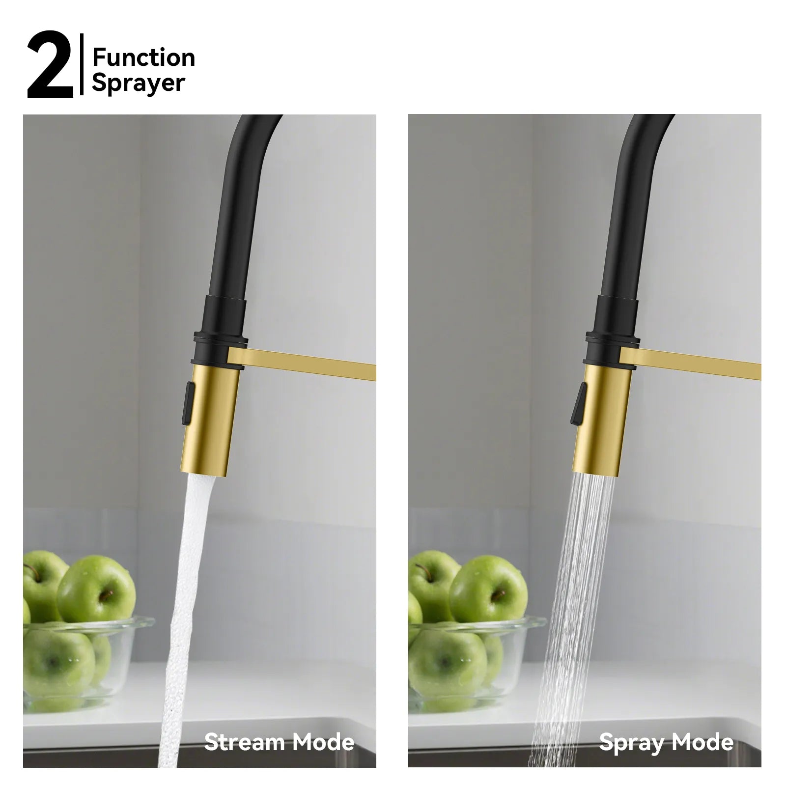 Flexible High-Arc Pull-Down Kitchen Faucet – 360° Swivel Spot-Free Finish – KF1075