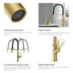 Flexible High-Arc Pull-Down Kitchen Faucet – 360° Swivel Spot-Free Finish – KF1075