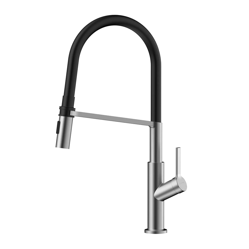Flexible High-Arc Pull-Down Kitchen Faucet – 360° Swivel Spot-Free Finish – KF1075 Brushed Nickel