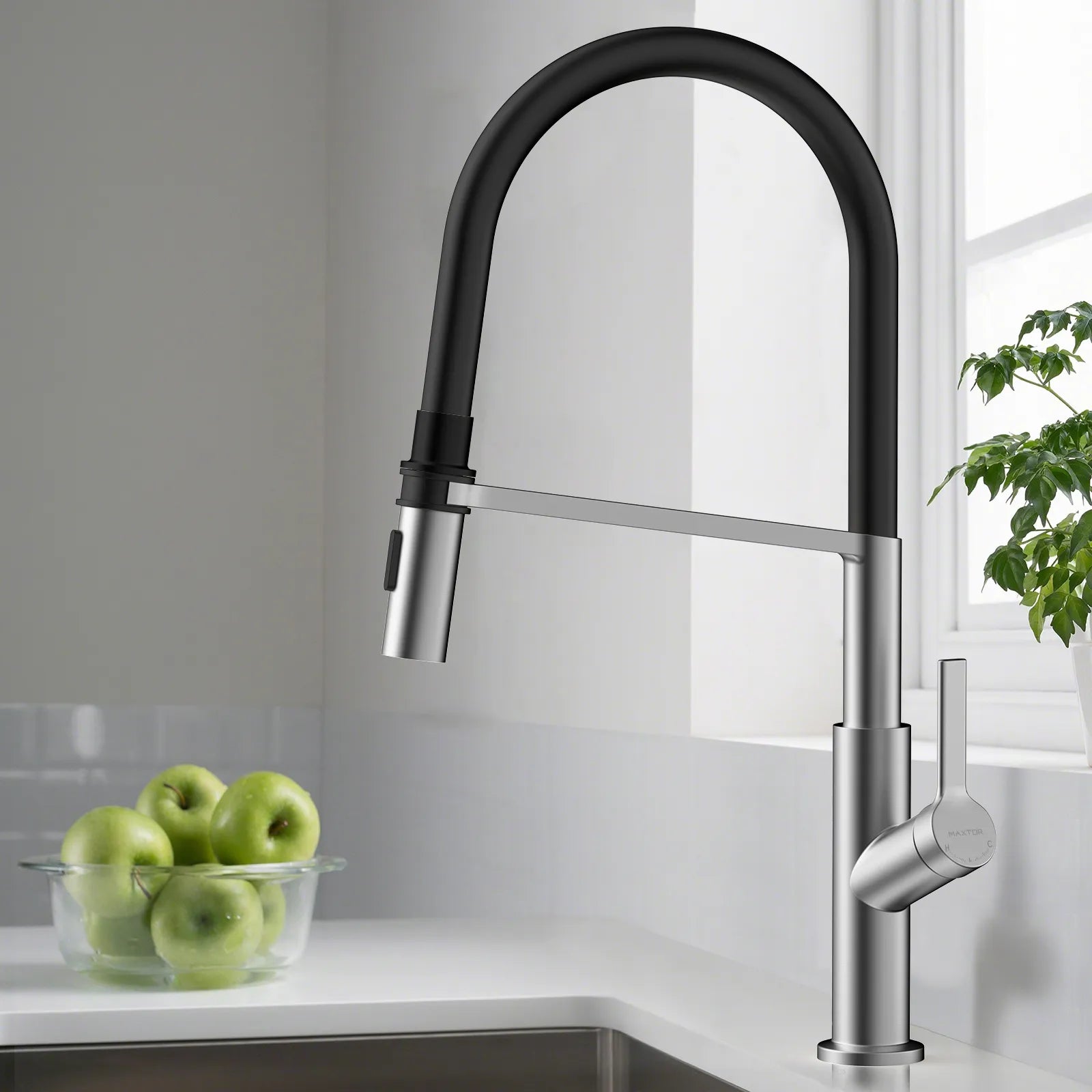 Flexible High-Arc Pull-Down Kitchen Faucet – 360° Swivel Spot-Free Finish – KF1075