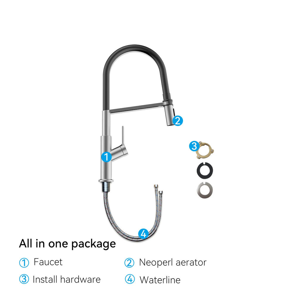 Flexible High-Arc Pull-Down Kitchen Faucet – 360° Swivel Spot-Free Finish – KF1075