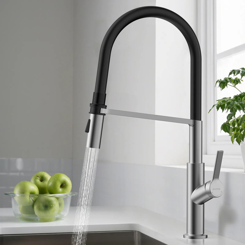 Flexible High-Arc Pull-Down Kitchen Faucet – 360° Swivel Spot-Free Finish – KF1075