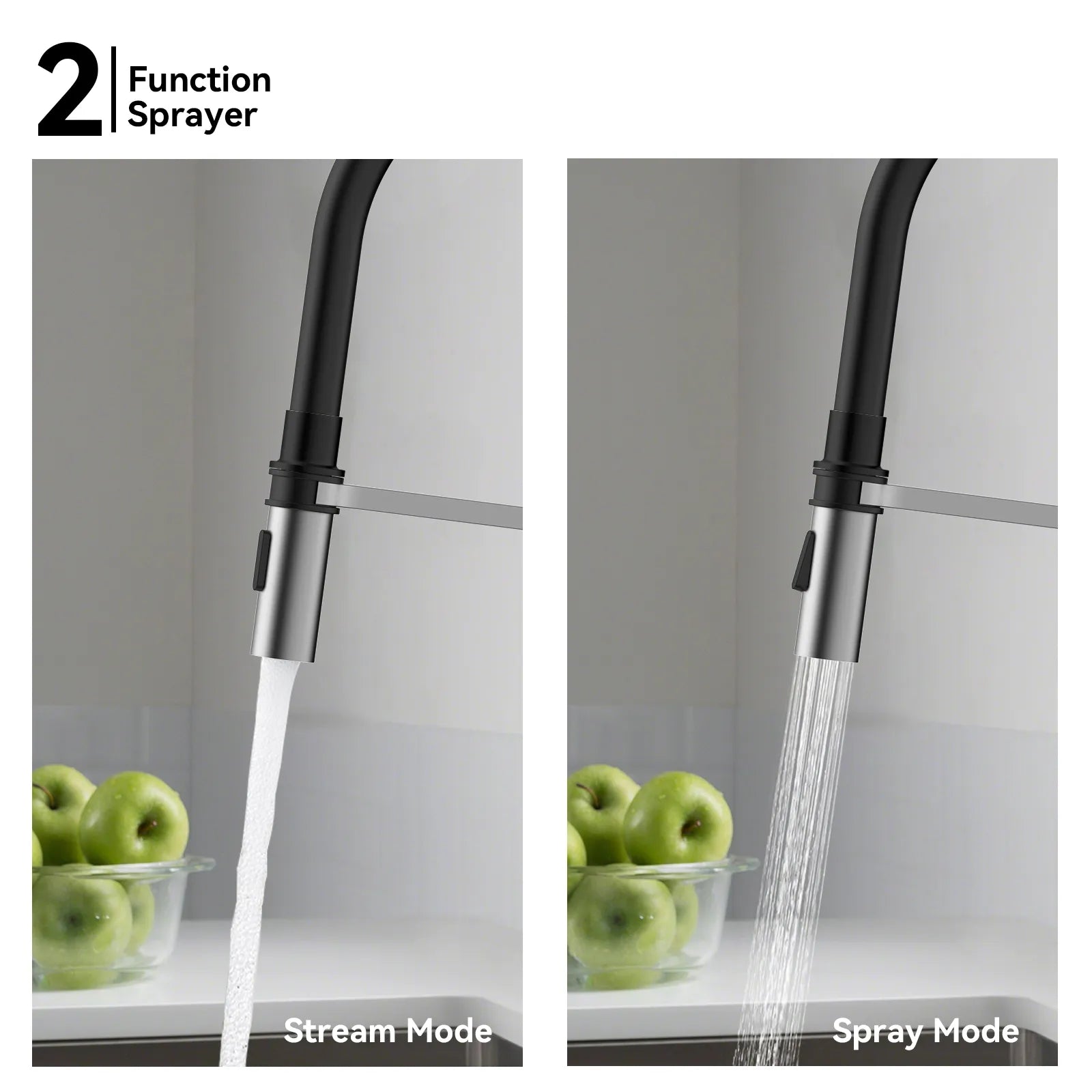 Flexible High-Arc Pull-Down Kitchen Faucet – 360° Swivel Spot-Free Finish – KF1075
