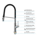 Flexible High-Arc Pull-Down Kitchen Faucet – 360° Swivel Spot-Free Finish – KF1075