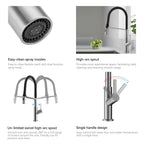 Flexible High-Arc Pull-Down Kitchen Faucet – 360° Swivel Spot-Free Finish – KF1075