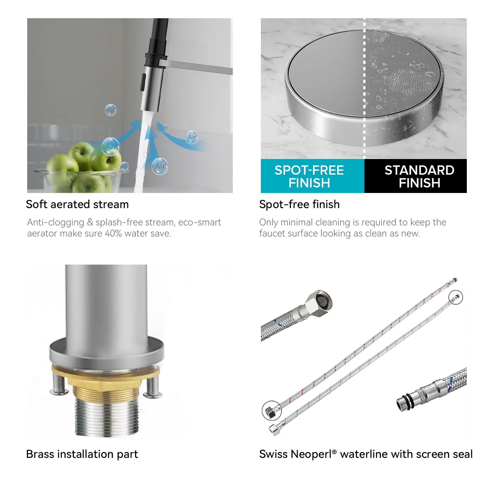 Flexible High-Arc Pull-Down Kitchen Faucet – 360° Swivel Spot-Free Finish – KF1075