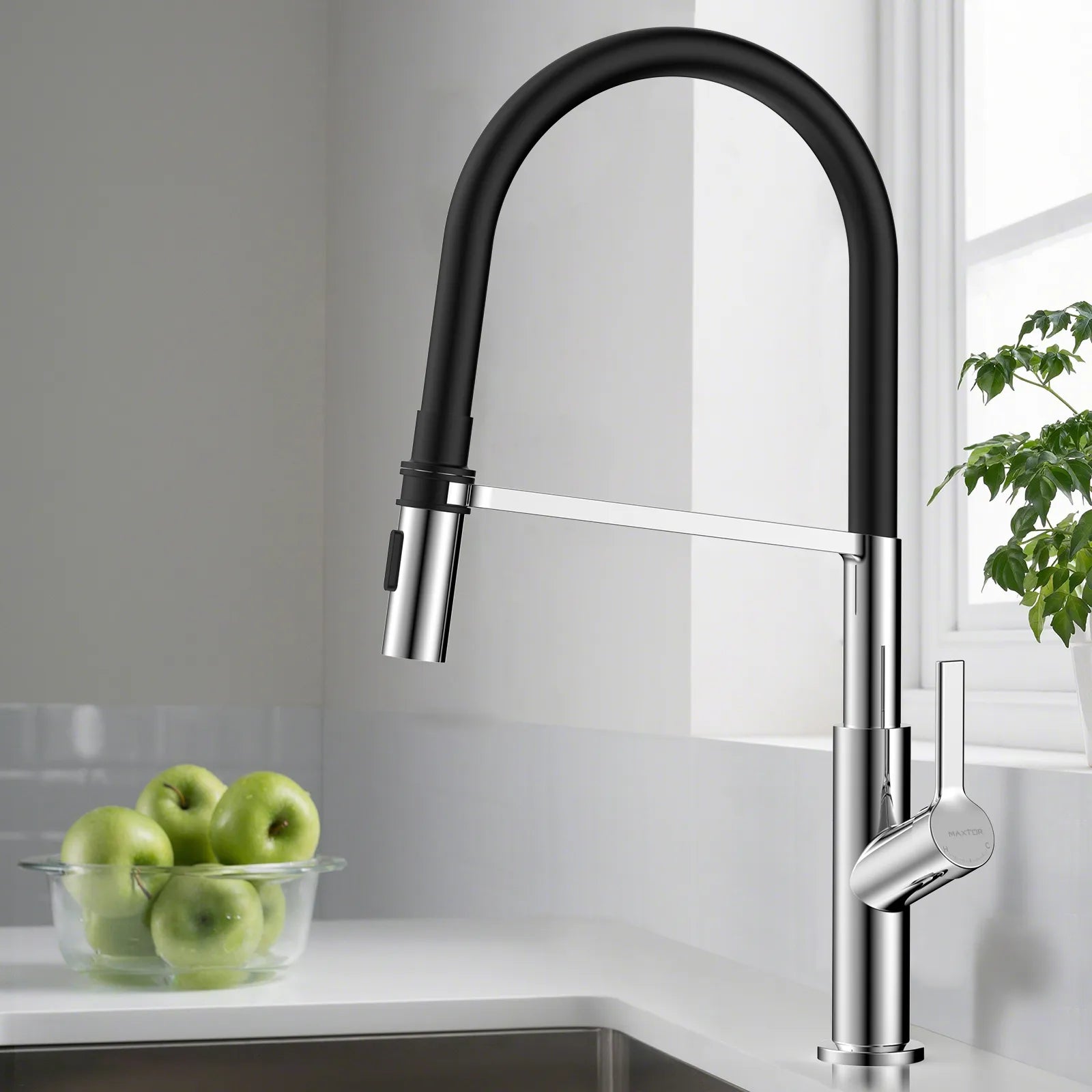 Flexible High-Arc Pull-Down Kitchen Faucet – 360° Swivel Spot-Free Finish – KF1075
