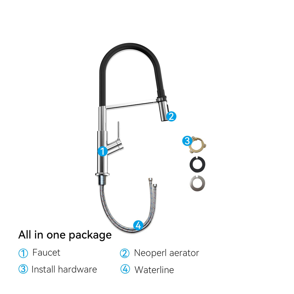 Flexible High-Arc Pull-Down Kitchen Faucet – 360° Swivel Spot-Free Finish – KF1075