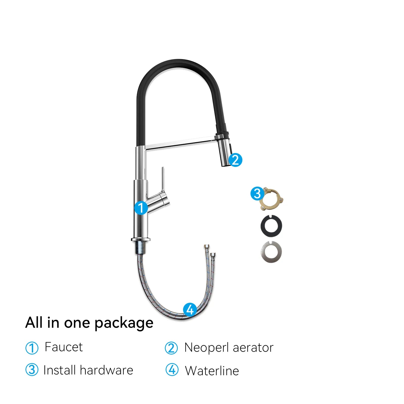 Flexible High-Arc Pull-Down Kitchen Faucet – 360° Swivel Spot-Free Finish – KF1075