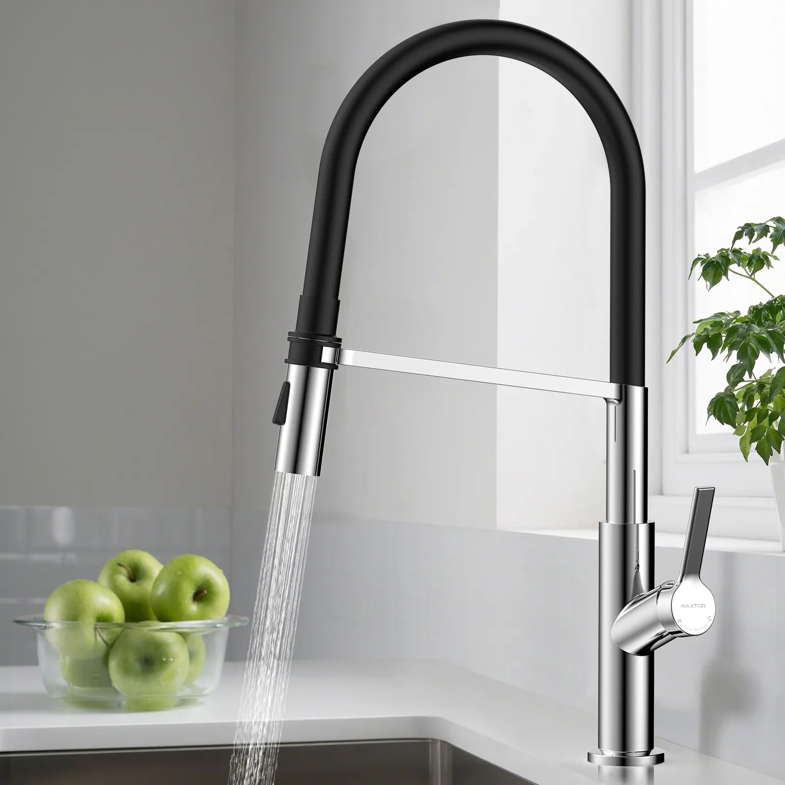 Flexible High-Arc Pull-Down Kitchen Faucet – 360° Swivel Spot-Free Finish – KF1075